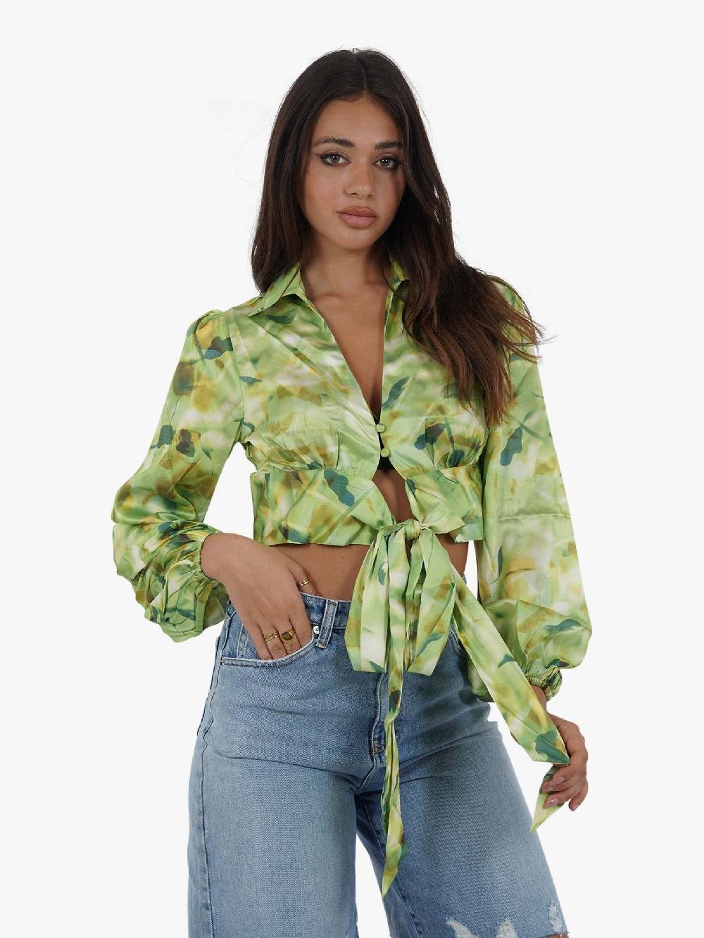 GLAMOROUS Top camicetta CK7537 donna verde Consegna Veloce