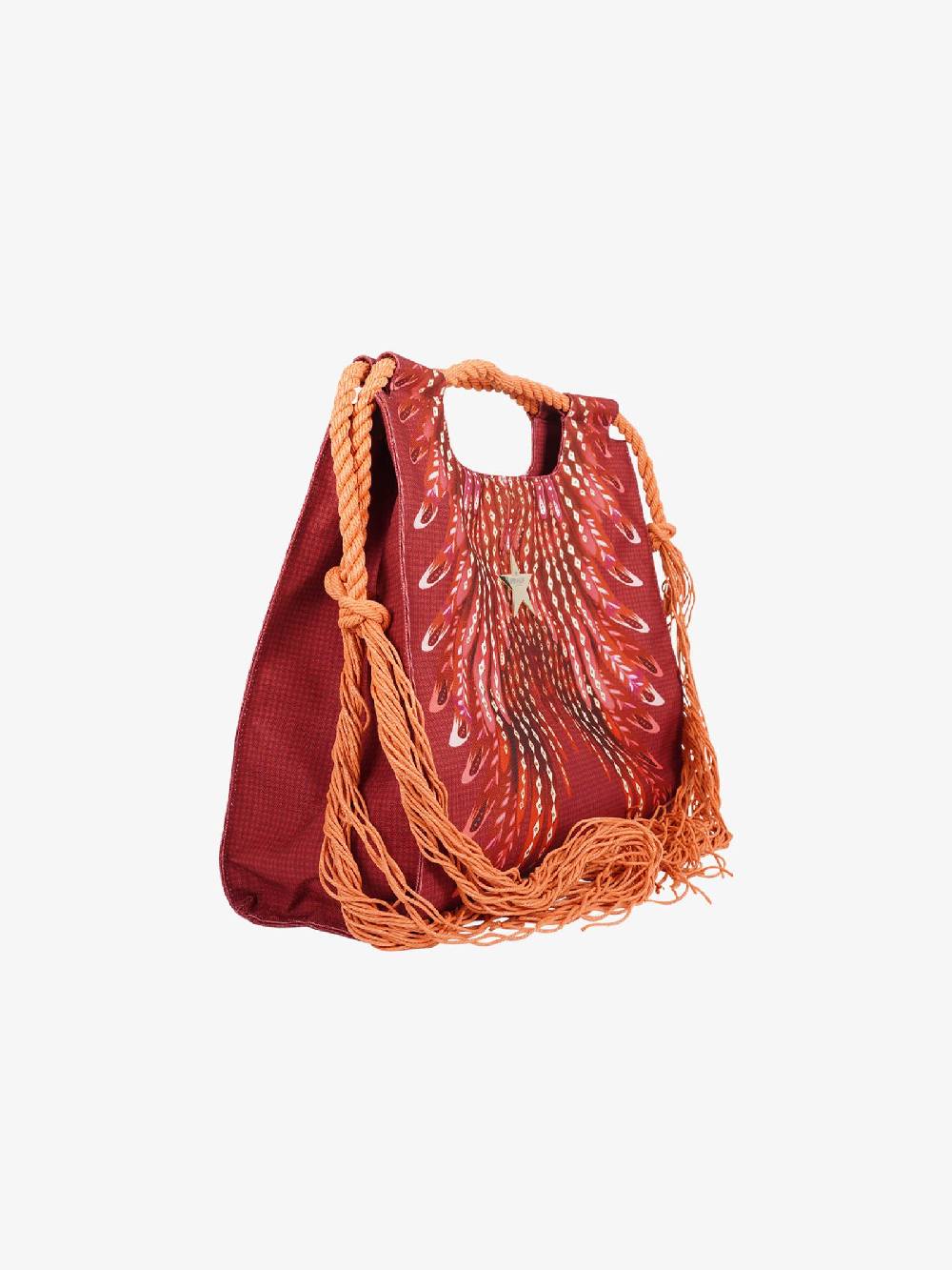 PIN UP Borsa a mano shopper con frange stampa Wings PE002XB donna canvas marrone Presa