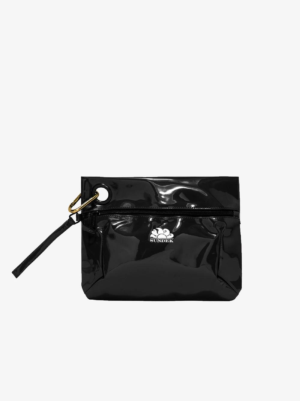 SUNDEK Borsa clutch donna nera con moschettone Sottocosto