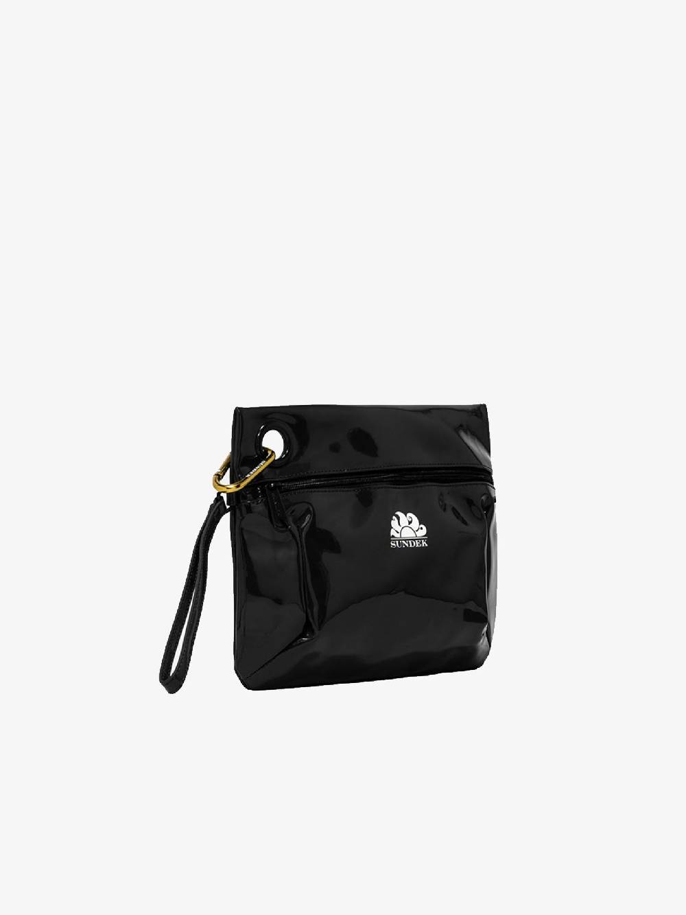 SUNDEK Borsa clutch donna nera con moschettone Sottocosto