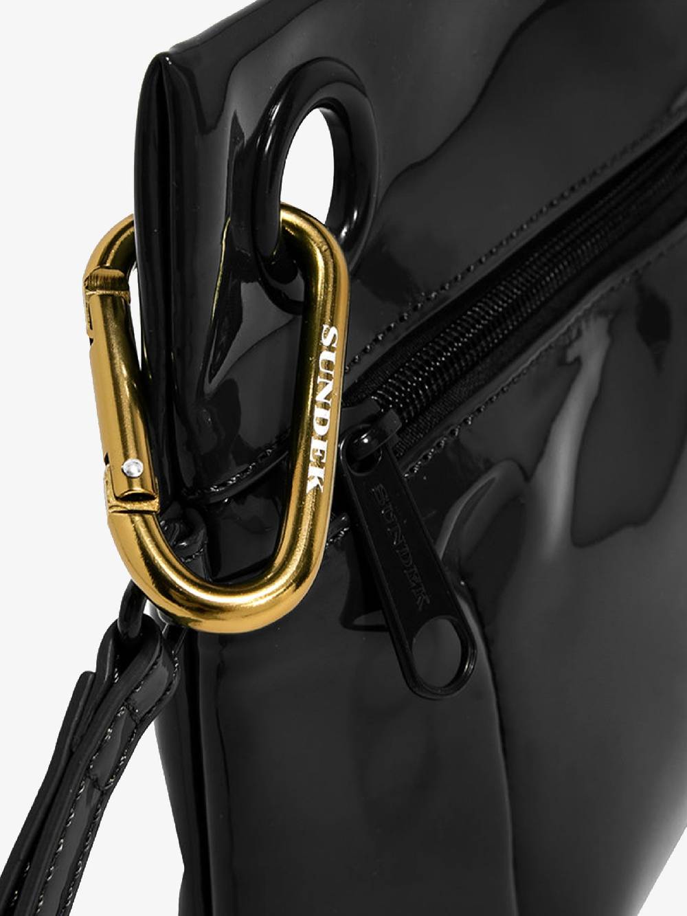 SUNDEK Borsa clutch donna nera con moschettone Sottocosto