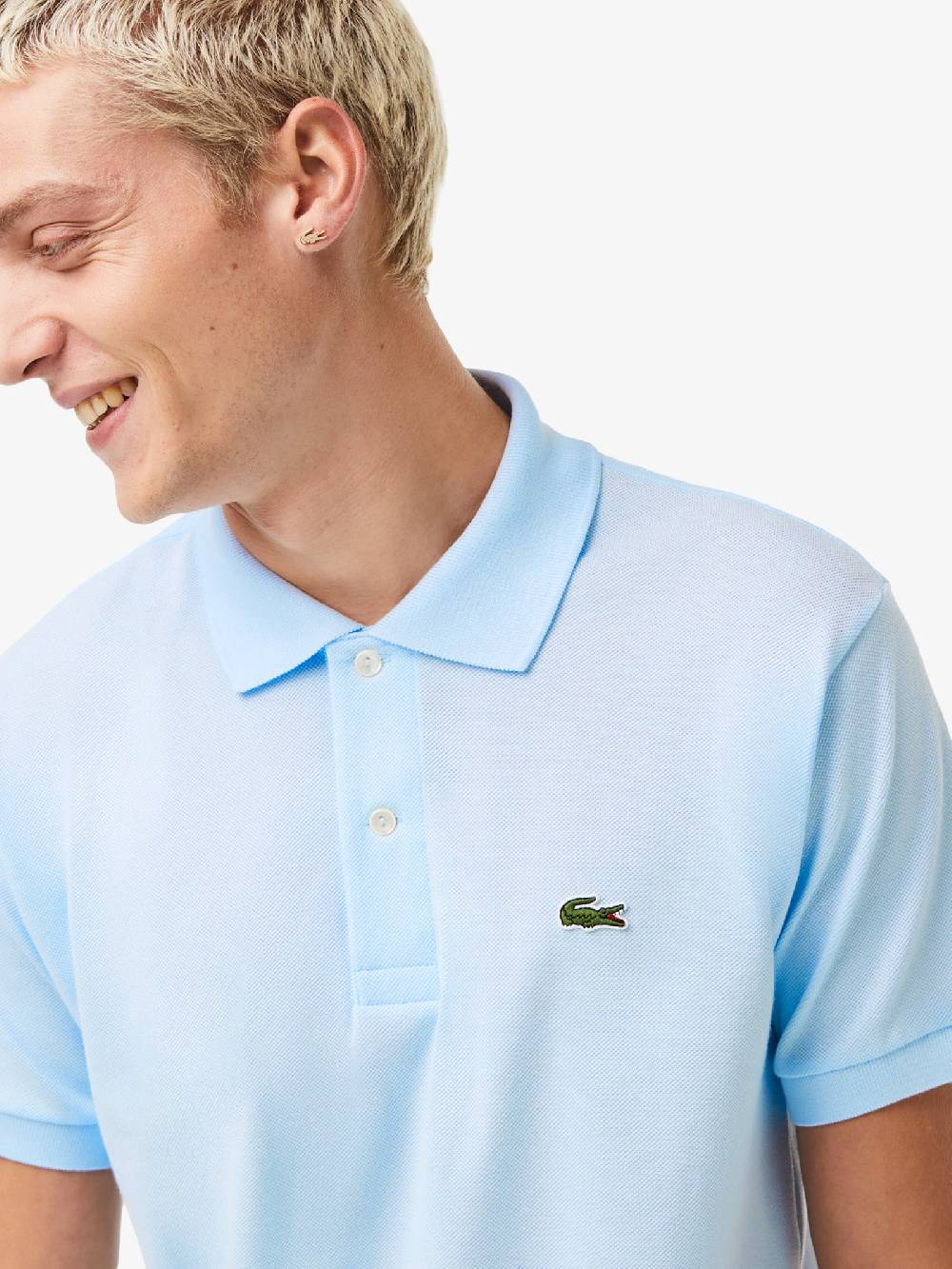 LACOSTE Polo regolare uomo in cotone azzurro Prezzo Ridotto