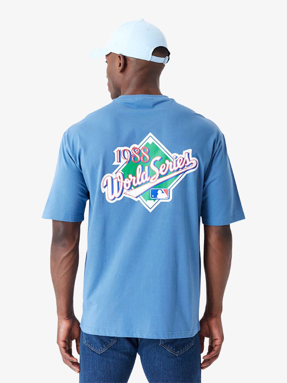 NEW ERA T-shirt Oversize LA Dodgers MLB World Series 60502659 uomo cotone azzurro Vendita Calda