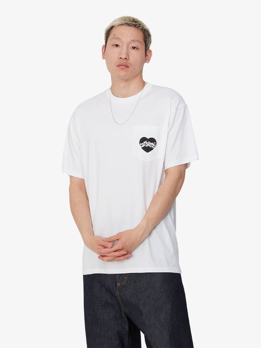 CARHARTT WIP T-shirt S/S Amour Pocket I033675_ uomo cotone bianco Saldi Di Fabbrica
