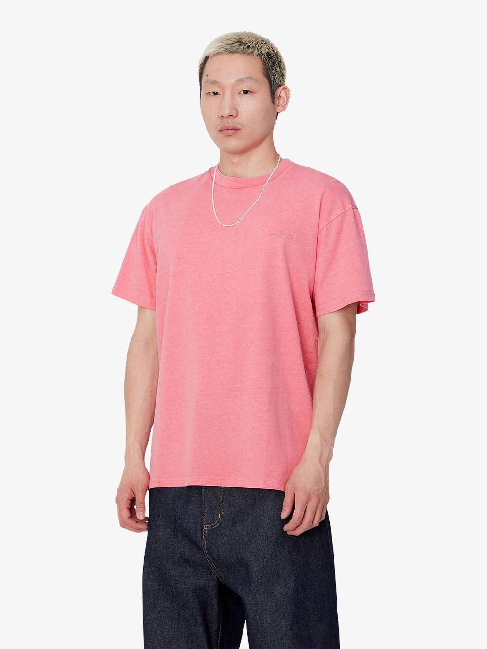 CARHARTT WIP T-shirt S/S Duster Script I033622_ uomo cotone rosa Qualità