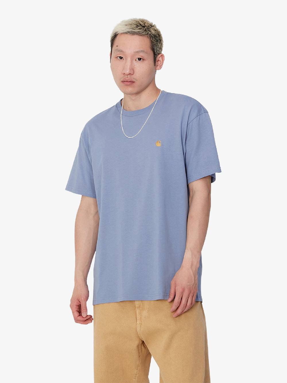 CARHARTT WIP T-shirt S/S Chase T-Shirt I026391_ uomo cotone blu Pezzi Unici