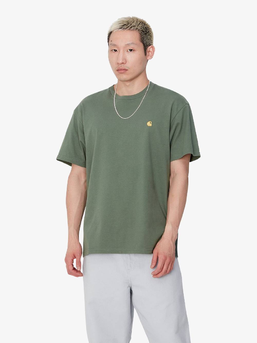CARHARTT WIP T-shirt S/S Chase T-Shirt I026391_ uomo cotone verde Soddisfazione Garantita