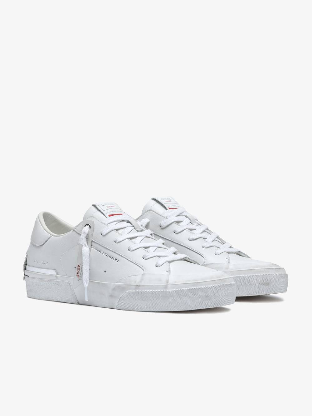 CRIME LONDON Sneakers Recut 17051PP6 uomo in pelle bianco Consegna Veloce