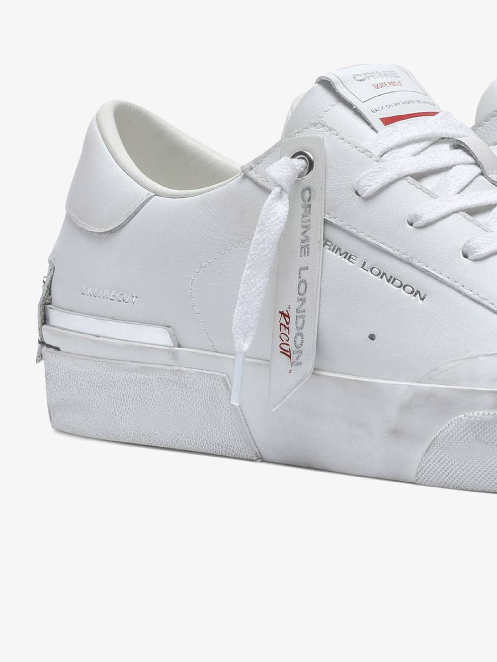 CRIME LONDON Sneakers Recut 17051PP6 uomo in pelle bianco Consegna Veloce