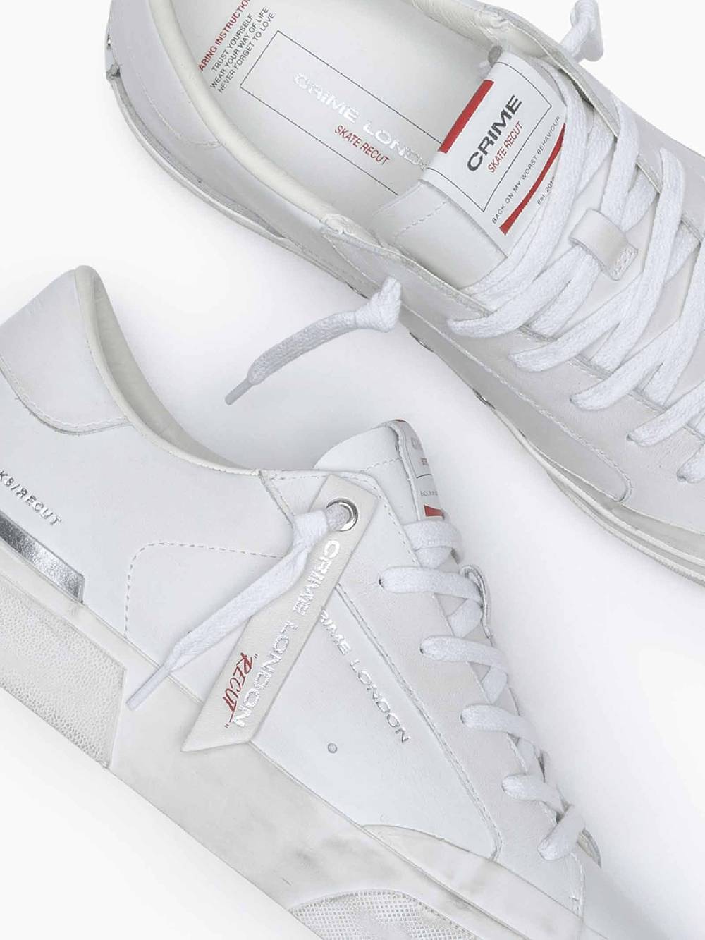 CRIME LONDON Sneakers Recut 17051PP6 uomo in pelle bianco Consegna Veloce