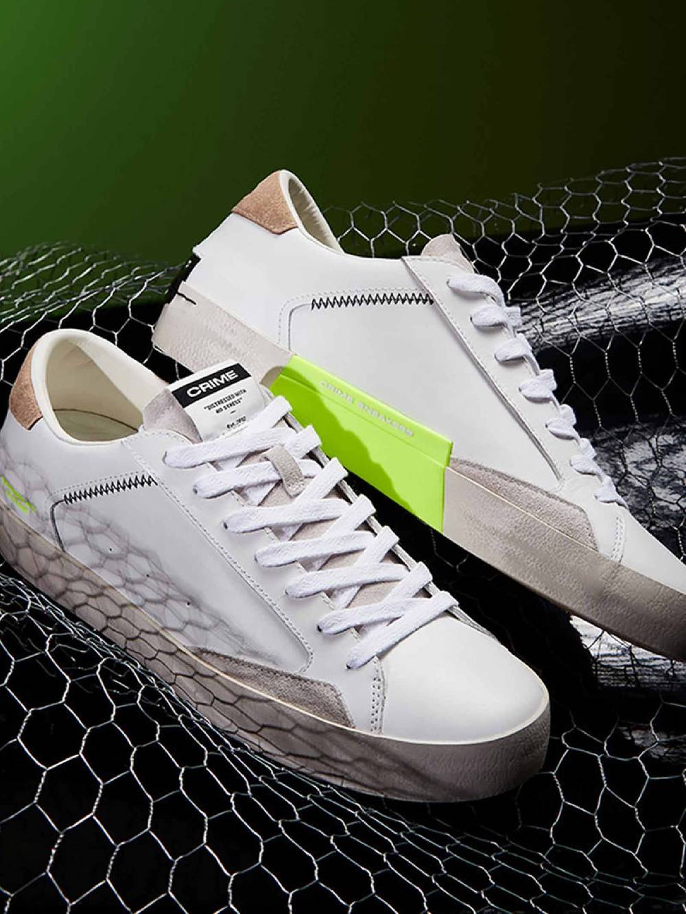 CRIME LONDON Sneakers Distressed 17001PP6 uomo in pelle bianco Shopping Online