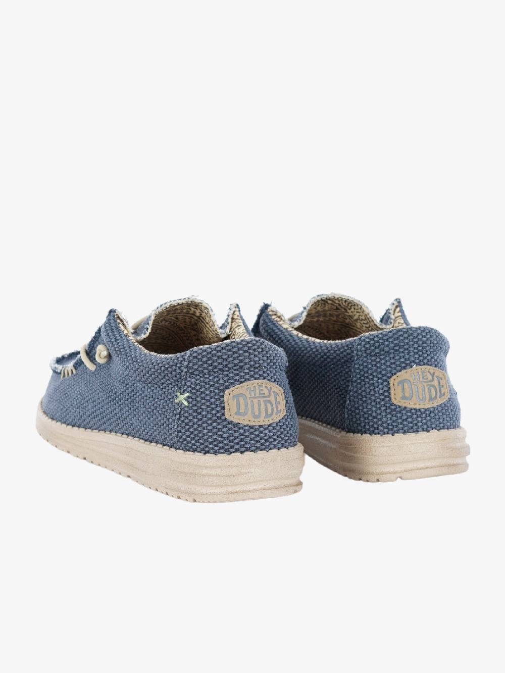 HEY DUDE Mocassini Uomo Tessuto Blu Intrecciato Wally Braided In Linea