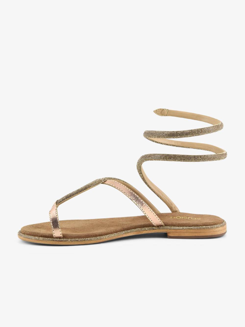 CB FUSION Sandali bassi Wrap up con strass CBF.R224019 donna pelle oro Saldi