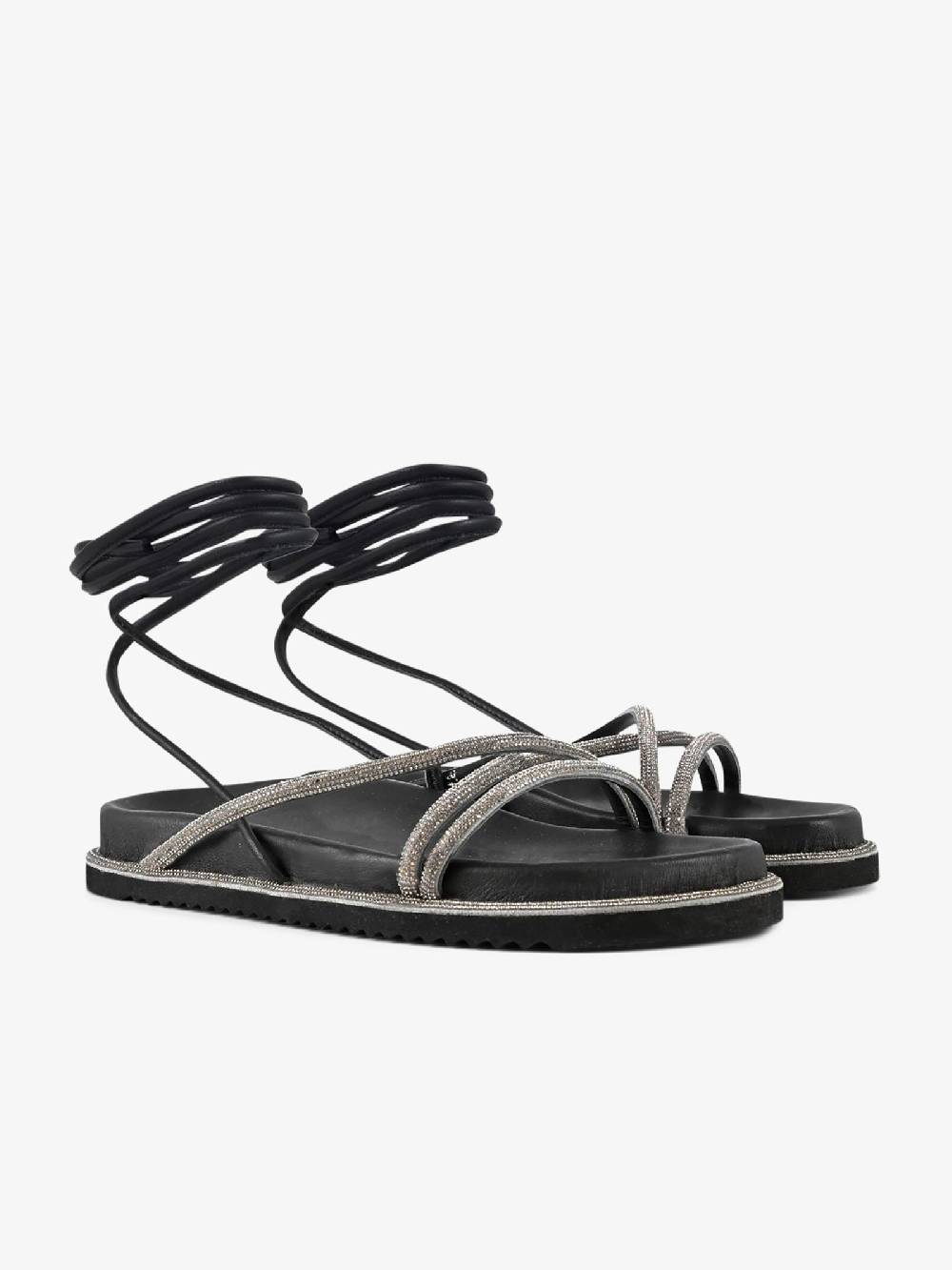 CB FUSION Sandali bassi con fussbett con fasce strass CBF.R224012 donna pelle grigio Vendita Calda