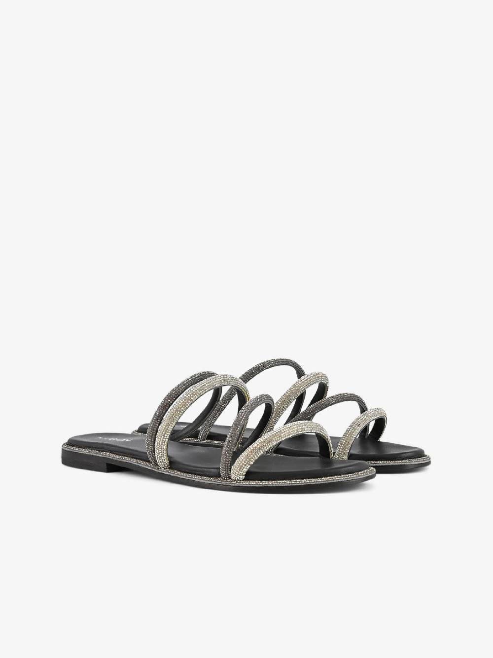 CB FUSION Sandali bassi con fasce strass CBF.R224010 donna pelle grigio Saldi Di Fabbrica