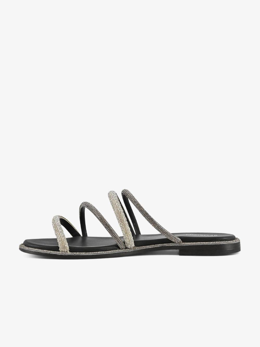 CB FUSION Sandali bassi con fasce strass CBF.R224010 donna pelle grigio Saldi Di Fabbrica