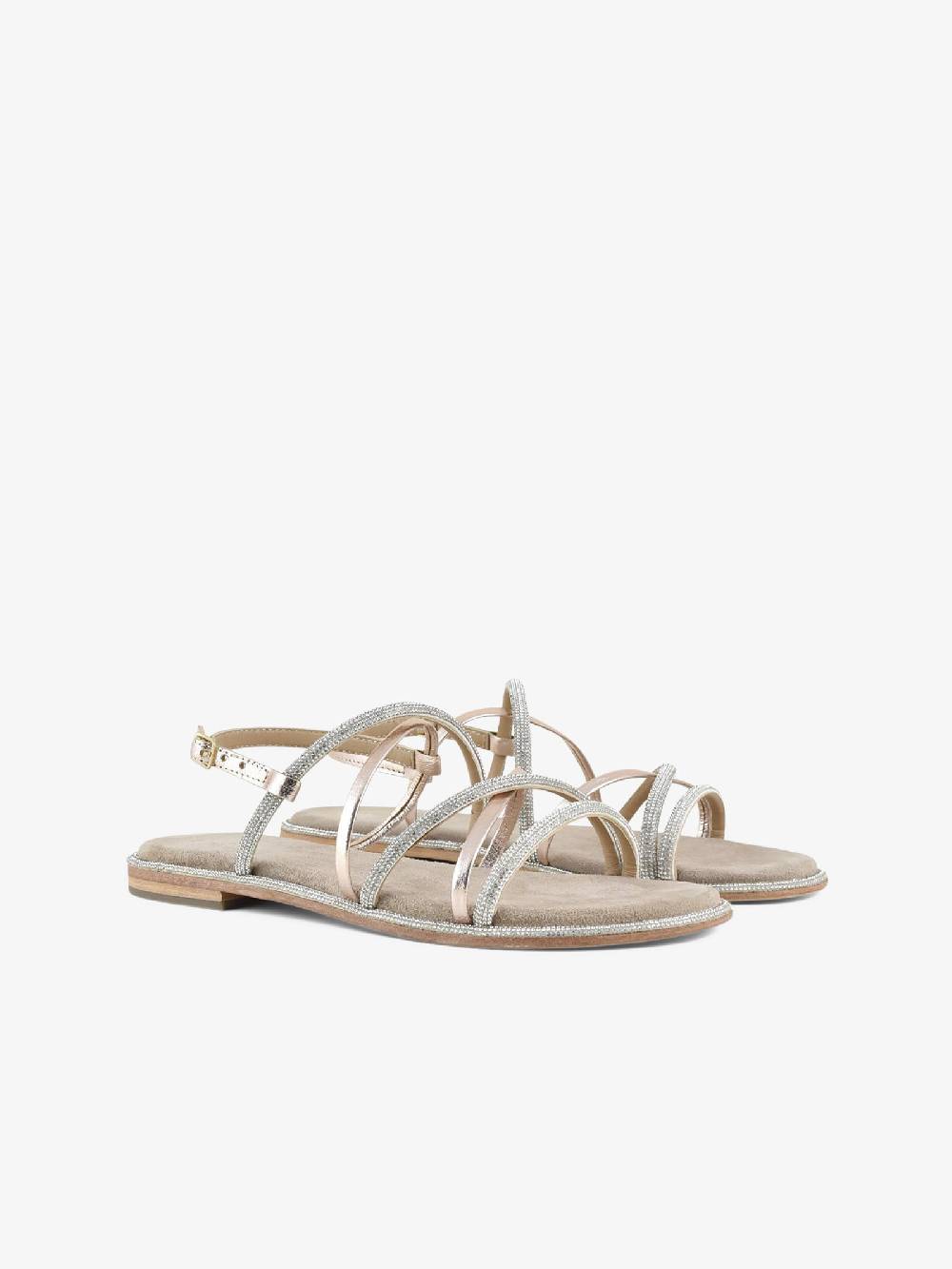 CB FUSION Sandali bassi con cinturino mix con strass CBF.R224007 donna pelle beige Negozio