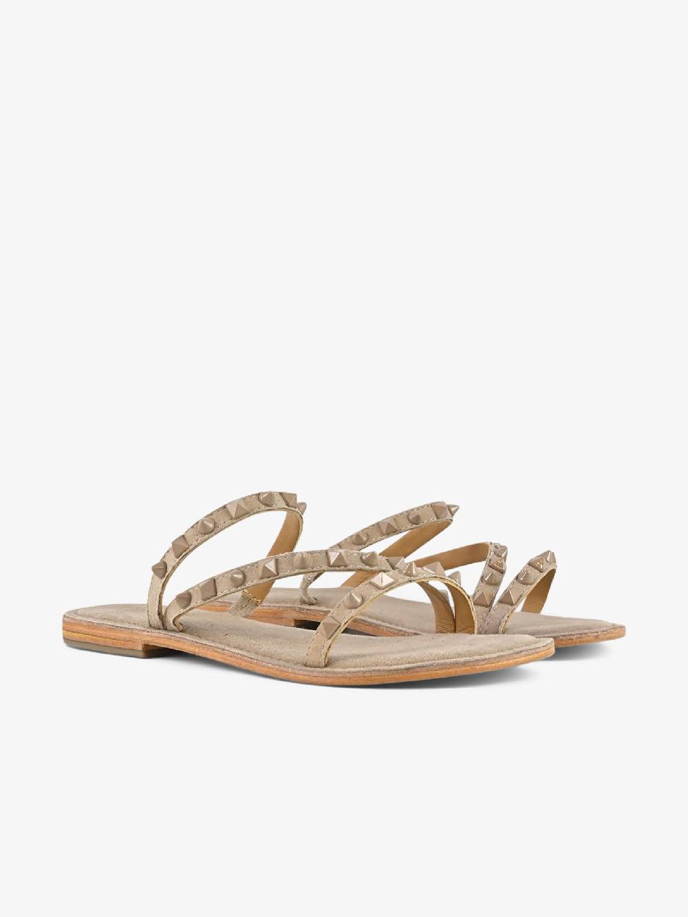 CB FUSION Sandali bassi con fascie e borchie piramidali CBF.R224004 donna pelle beige Moda