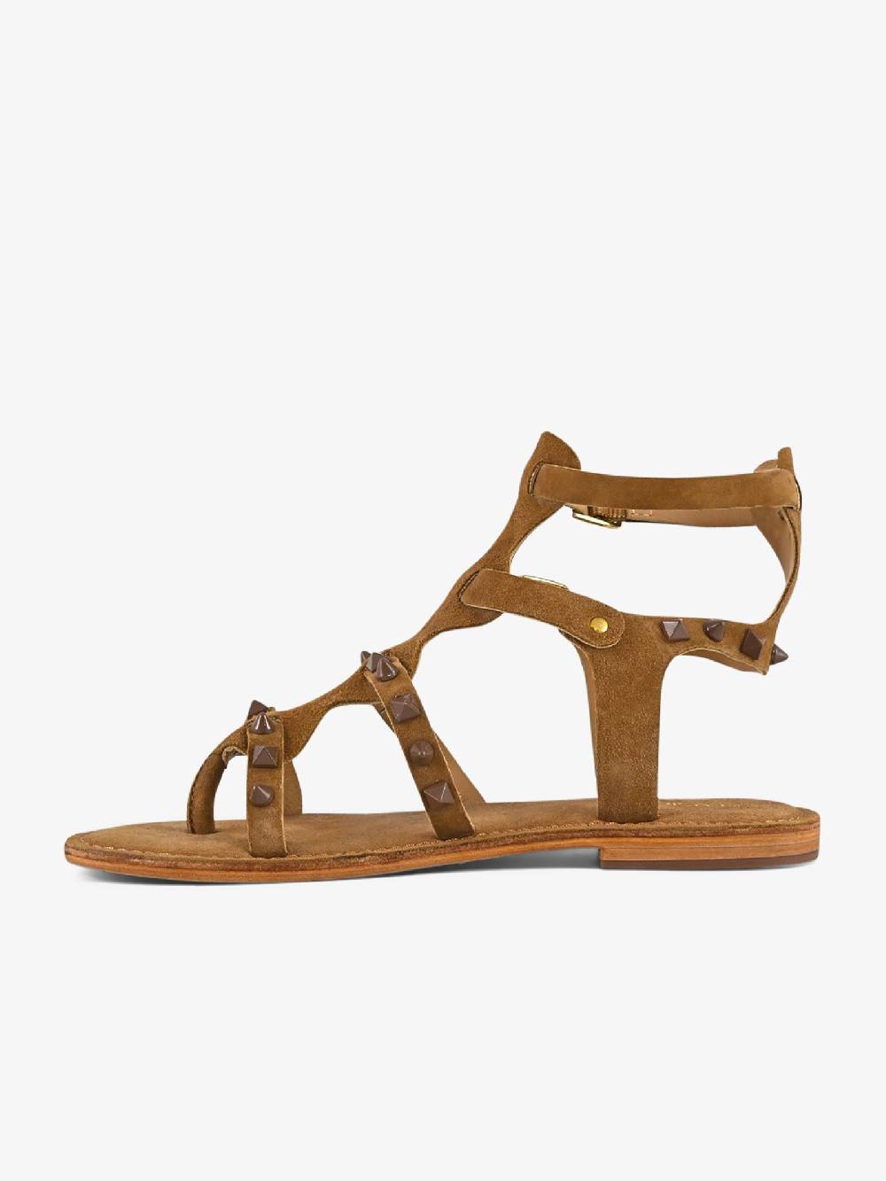CB FUSION Sandali bassi gladiatore borchie piramidali CBF.R224001 donna pelle marrone 2025