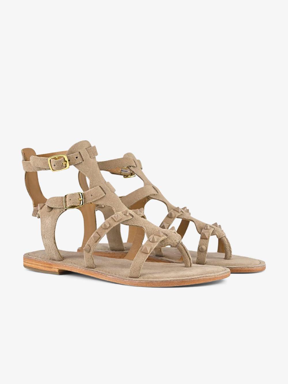 CB FUSION Sandali bassi gladiatore borchie piramidali CBF.R224001 donna pelle beige Italy