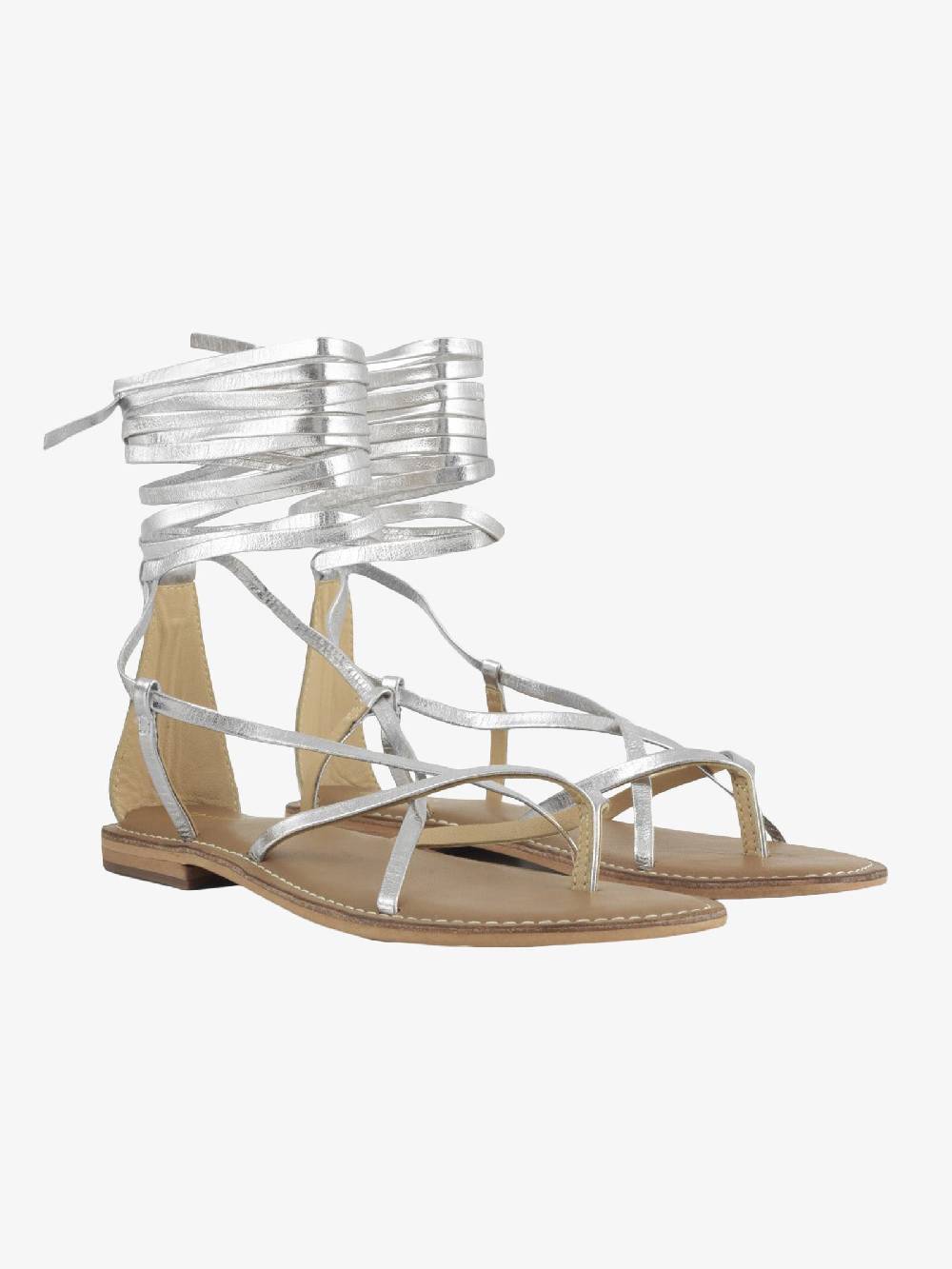 CB FUSION Sandali bassi argento donna con lacci in pelle In Linea