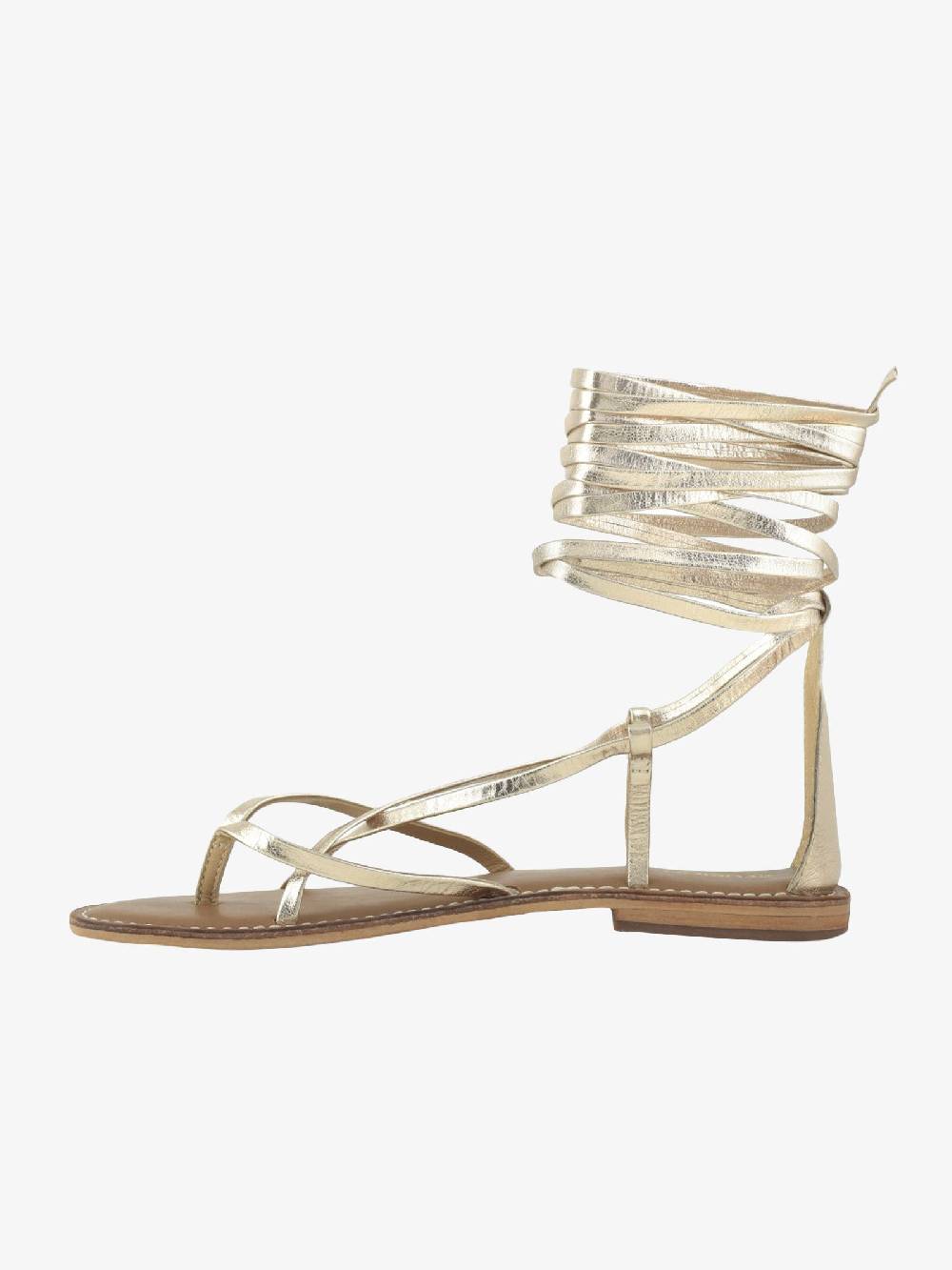 CB FUSION Sandali bassi oro donna con lacci in pelle Nuovo