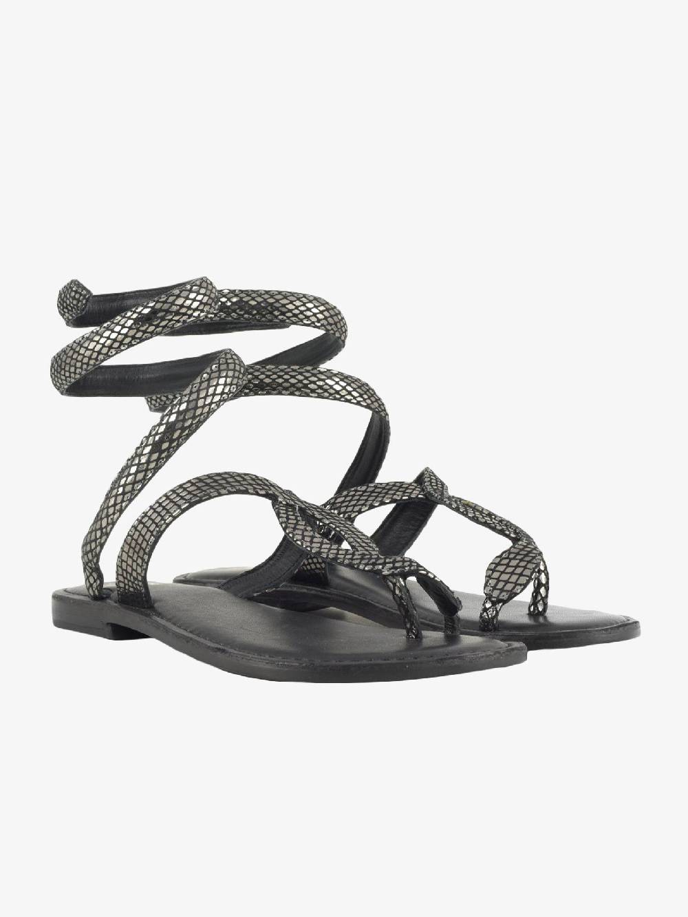CB FUSION Sandali donna in pelle laminata argento Vendita