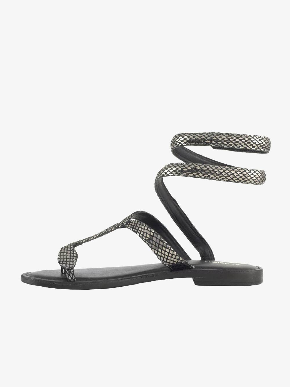 CB FUSION Sandali donna in pelle laminata argento Vendita