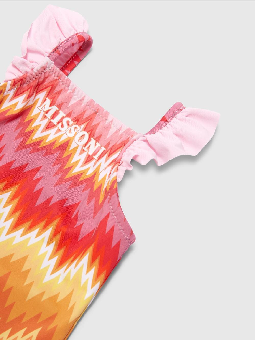 M Missoni Costume intero chevron con volant e logo Qualità