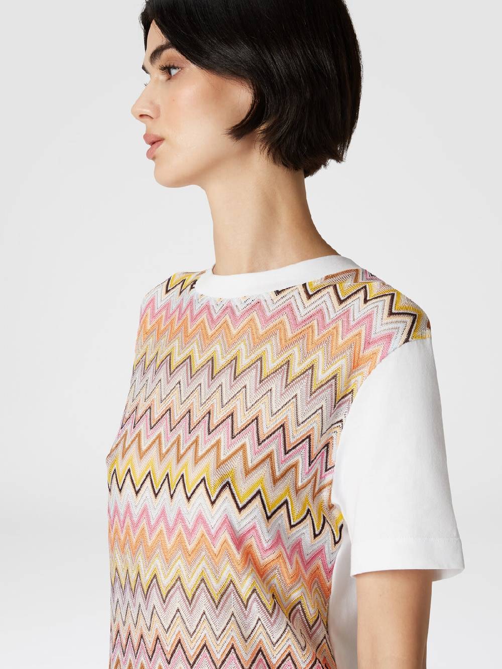 M Missoni T-shirt in jersey di cotone con inserti chevron Fino Al -60%