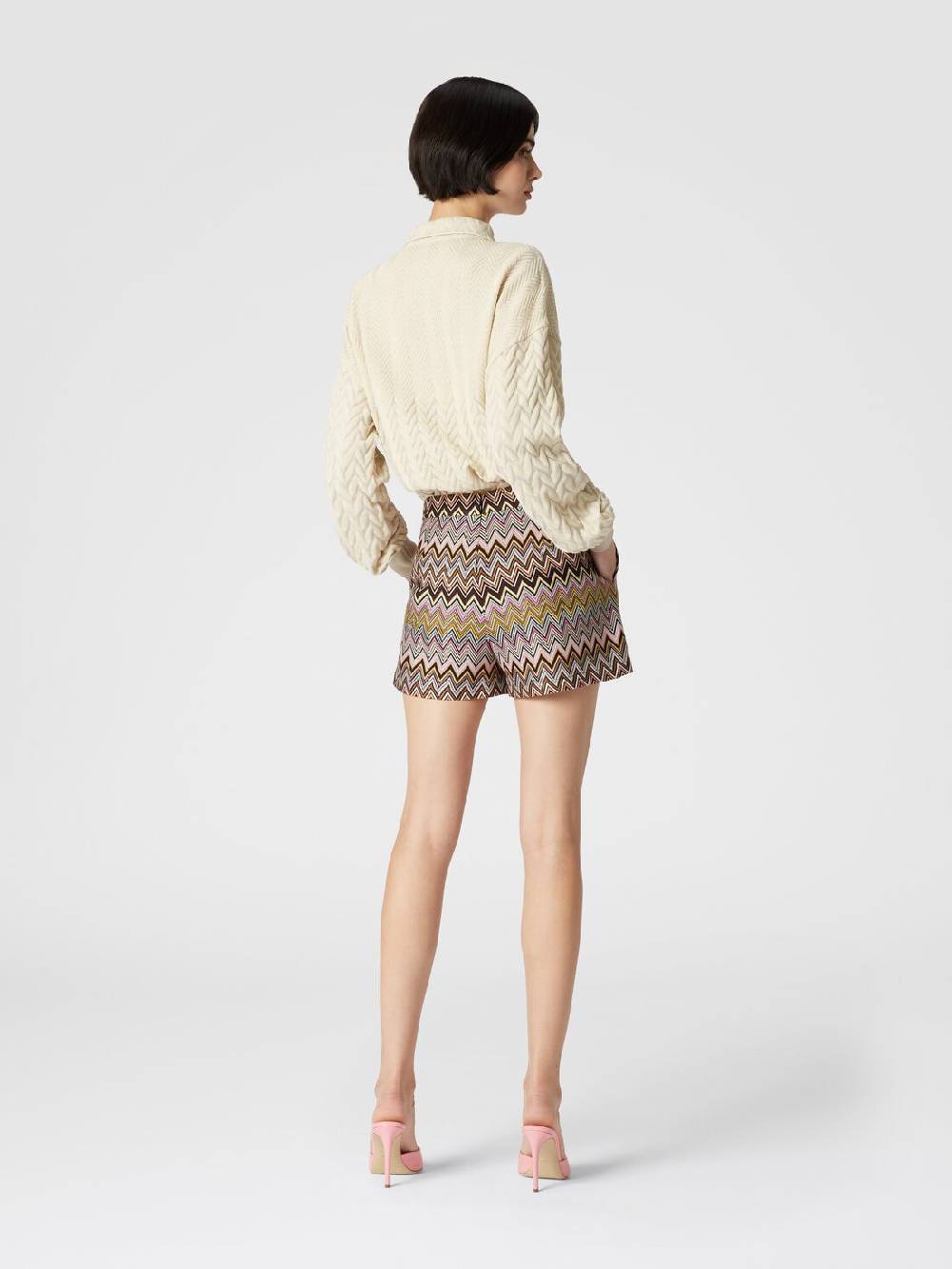 M Missoni Polo a maniche lunghe con chevron tono su tono Sottocosto