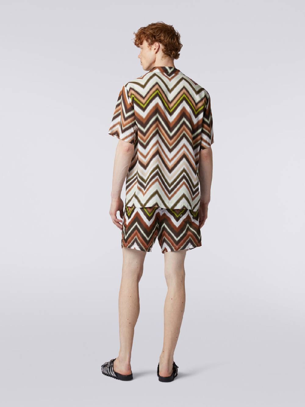 M Missoni Camicia a maniche corte in viscosa con stampa chevron Saldi