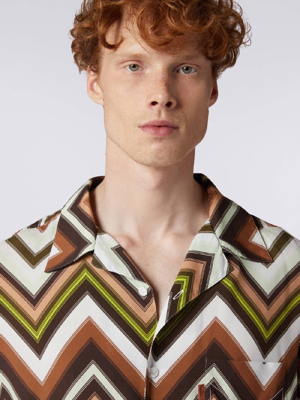 M Missoni Camicia a maniche corte in viscosa con stampa chevron Saldi