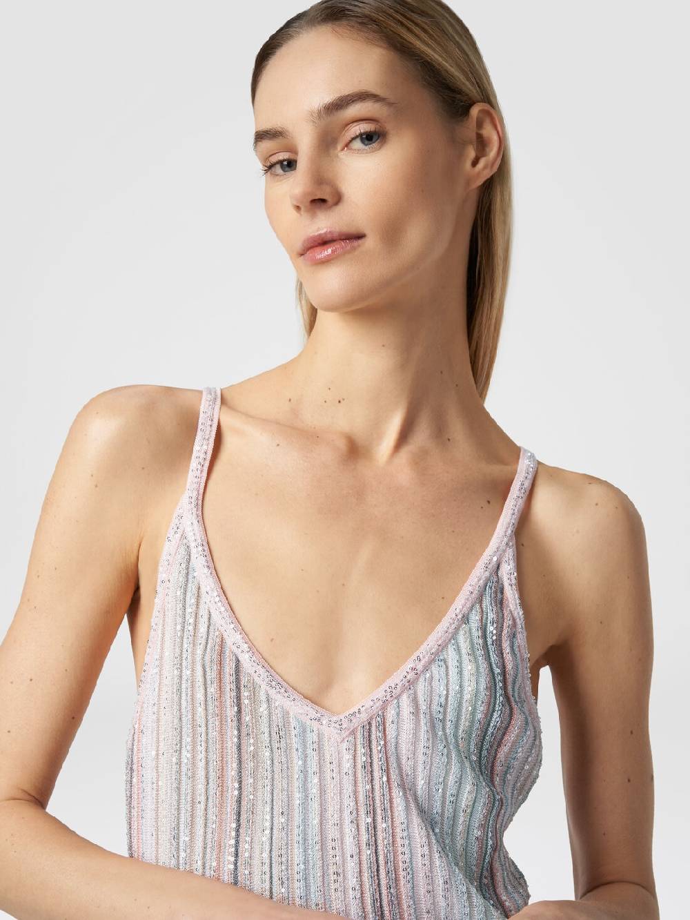 M Missoni Mini-abito in maglia a righe verticali con paillettes Outlet