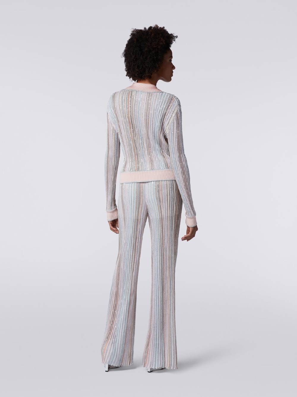 M Missoni Pantaloni in maglia a righe verticali con paillettes In Vendita