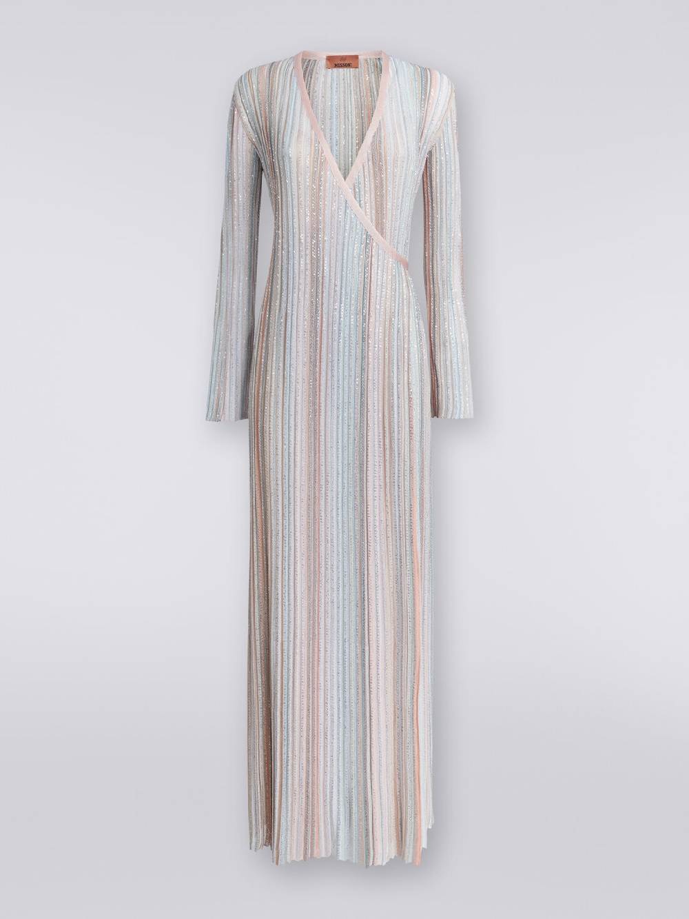 M Missoni Abito lungo con chiusura a portafoglio e paillettes Saldi