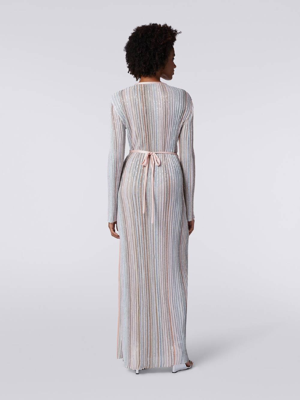 M Missoni Abito lungo con chiusura a portafoglio e paillettes Saldi