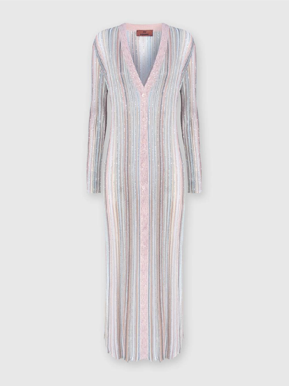 M Missoni Cardigan lungo in maglia con righe verticali e paillettes Offerte