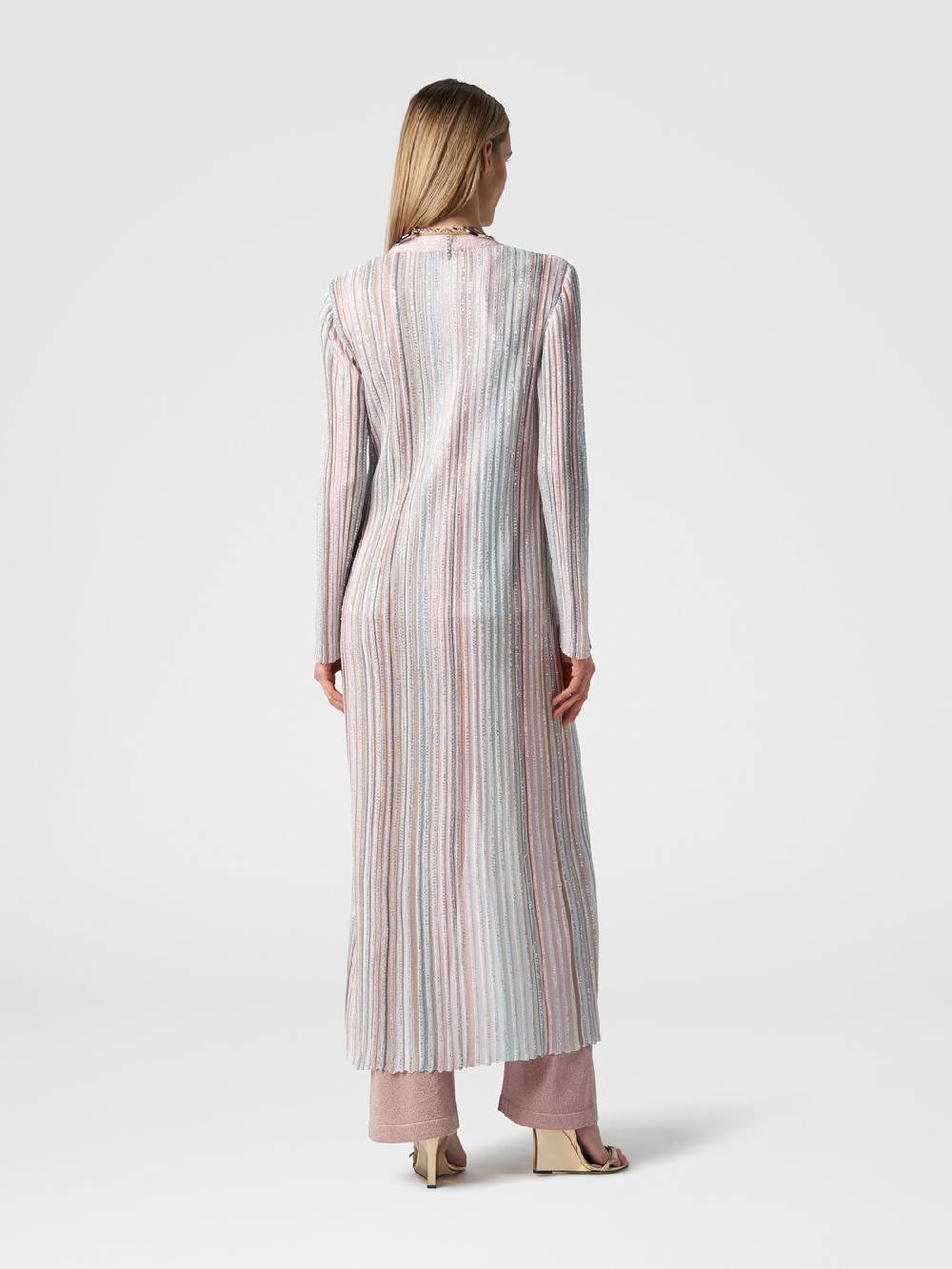 M Missoni Cardigan lungo in maglia con righe verticali e paillettes Offerte