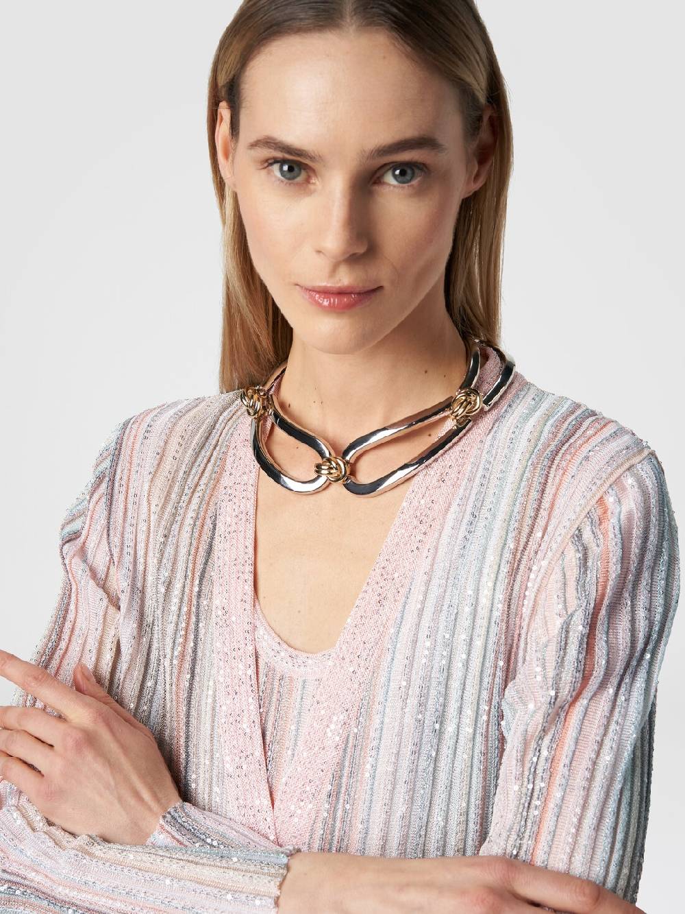 M Missoni Cardigan lungo in maglia con righe verticali e paillettes Offerte