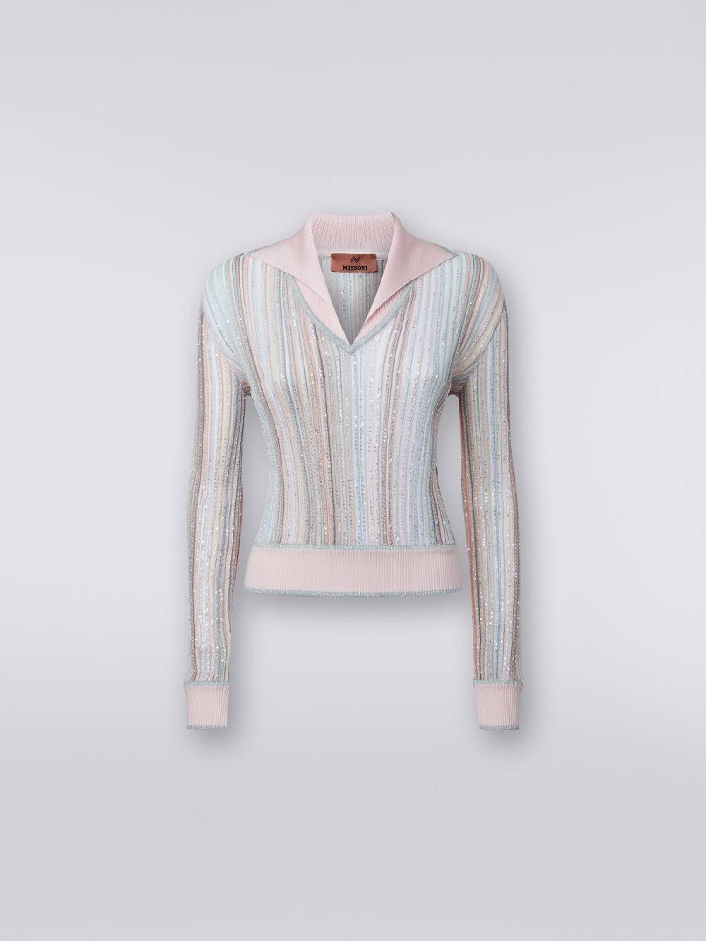 M Missoni Top a maniche lunghe con righe verticali e paillettes Vendita Calda