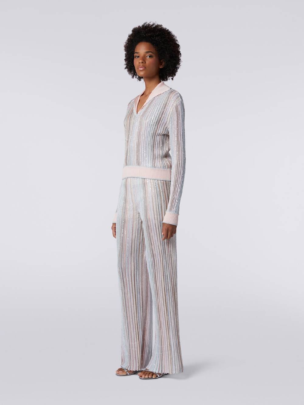 M Missoni Top a maniche lunghe con righe verticali e paillettes Vendita Calda