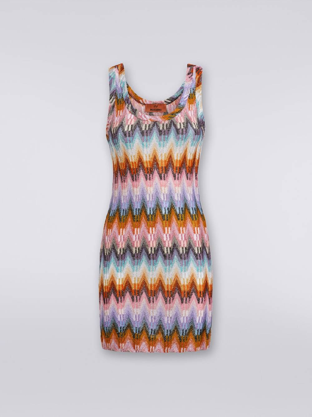 M Missoni Mini-abito smanicato in viscosa zig zag con lurex Vendita Economica