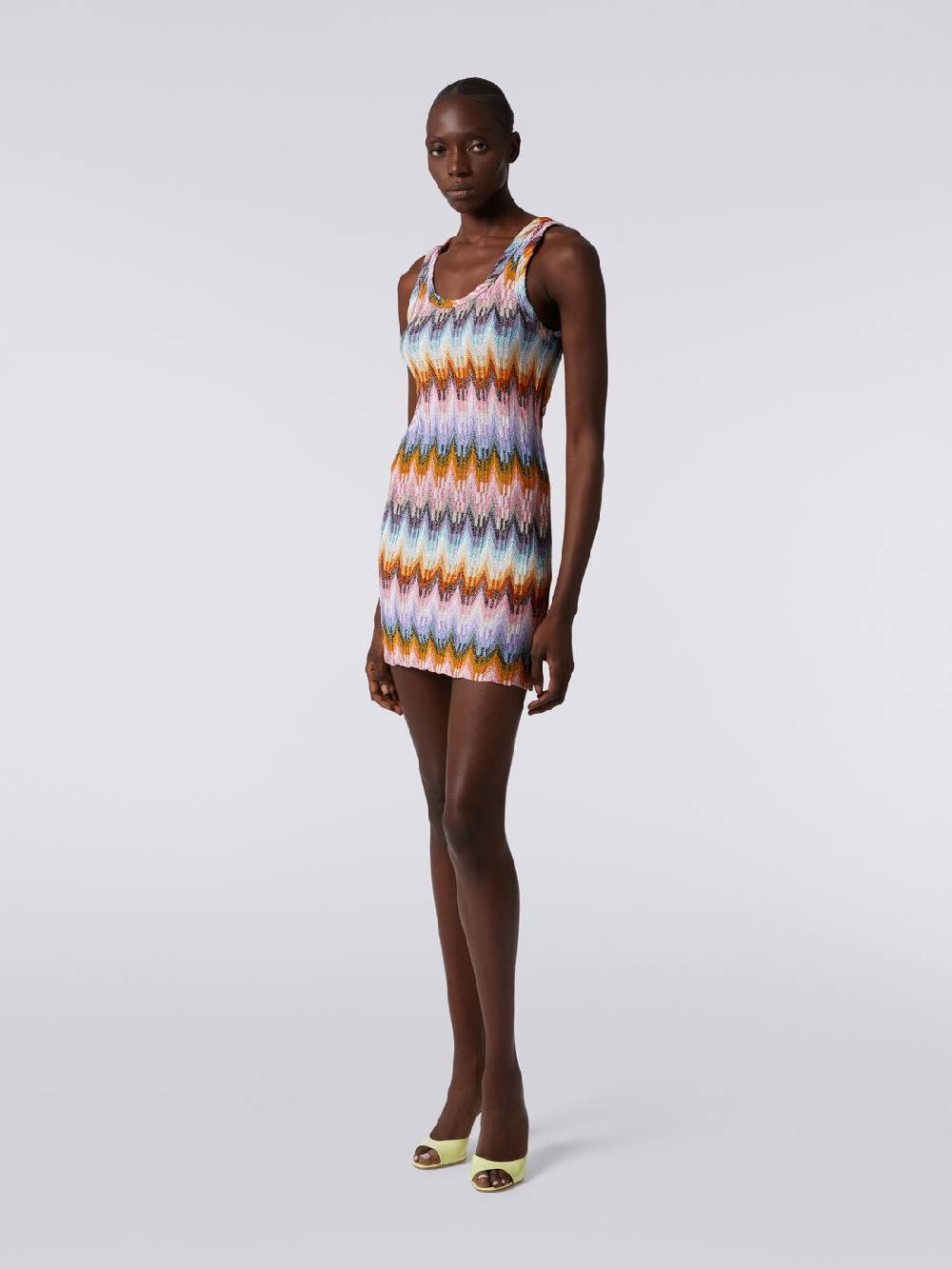 M Missoni Mini-abito smanicato in viscosa zig zag con lurex Vendita Economica