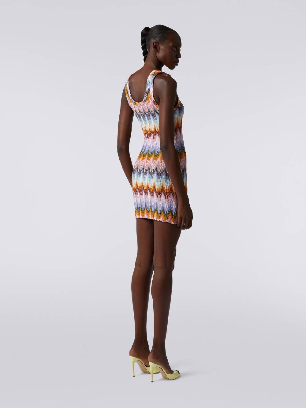 M Missoni Mini-abito smanicato in viscosa zig zag con lurex Vendita Economica
