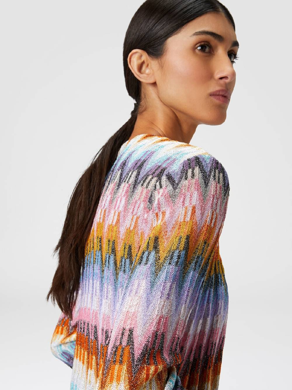 M Missoni Cardigan lungo in maglia zig zag lamé Saldi Di Fabbrica