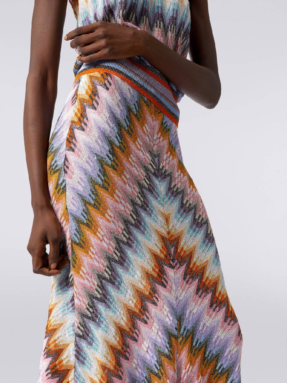 M Missoni Gonna lunga svasata in viscosa zig zag con lurex Vendite Flash