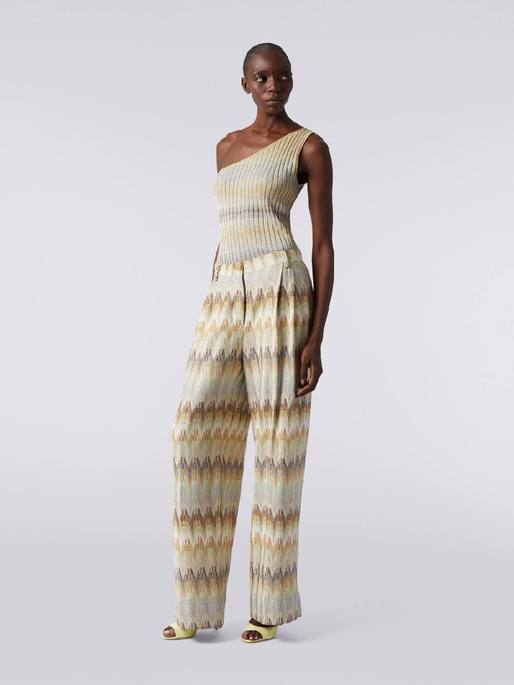 M Missoni Pantaloni classici in viscosa zig zag con lurex In Saldo