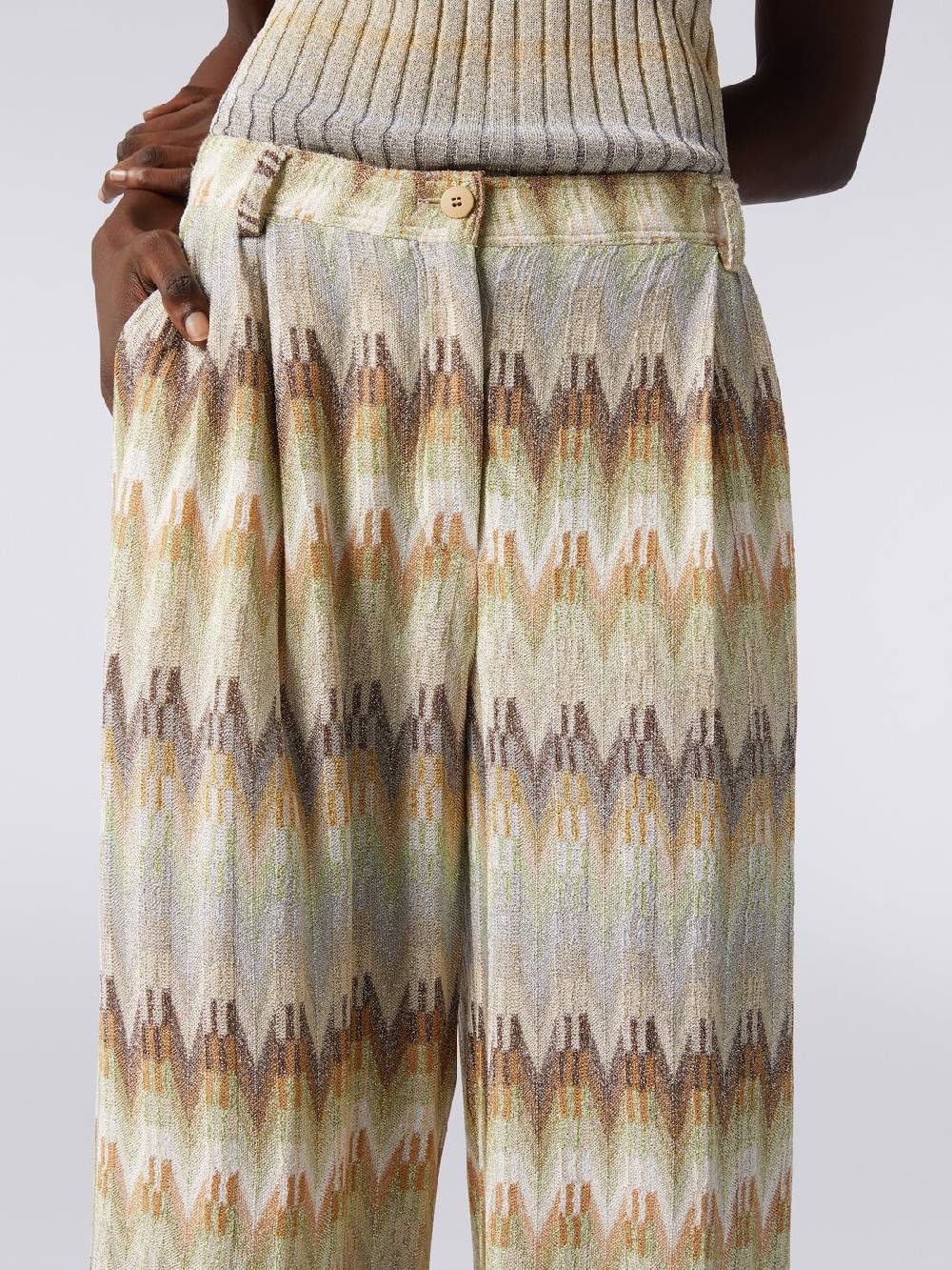 M Missoni Pantaloni classici in viscosa zig zag con lurex In Saldo