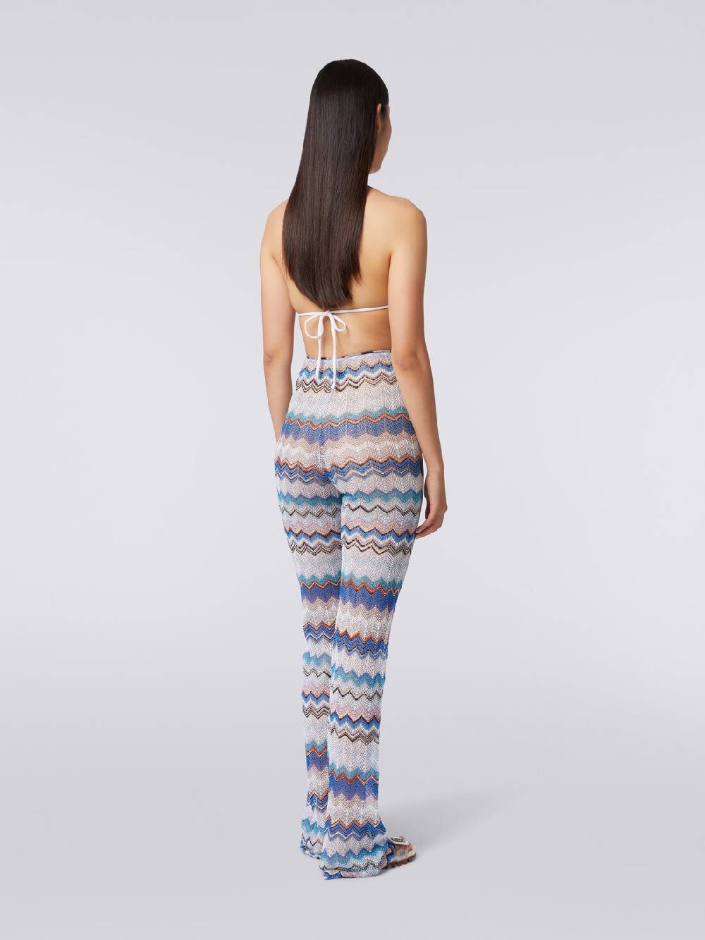 M Missoni Pantaloni copricostume in crochet zig zag con lurex Nuovo